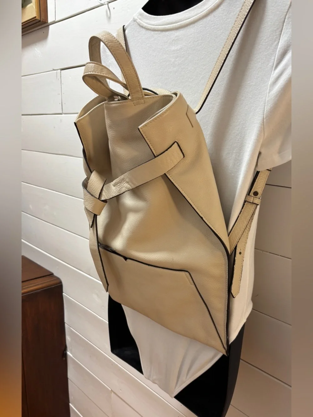 PHILO Beige Convertible Backpack - Picture 5 of 16